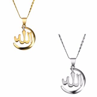 Muslim Crescent Pendant Necklace Silver | Gold Color