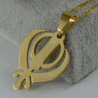 Sikhism Necklace Pendant Sikh Khanda Jewelry Gold Color