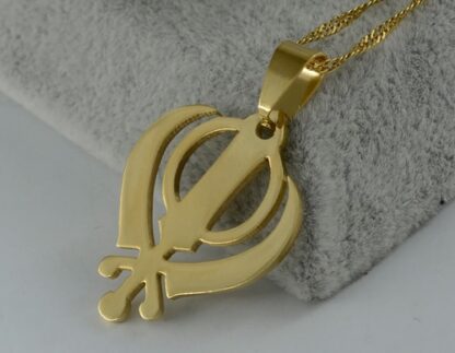 Sikhism Necklace Pendant Sikh Khanda Jewelry Gold Color